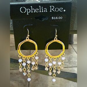 NWT Ophelia Roe Gold & Pink Dangle Earrings